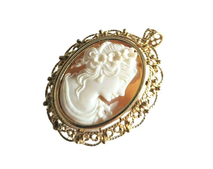 Shell cameo brooch & pendant Flora  Goddess italian cameo jewelry donadio cameos shell broche camée