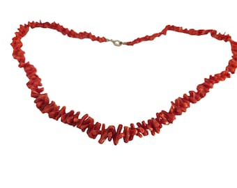Italian Red Coral Necklace: Sterling Silver Branch Coral Jewelry