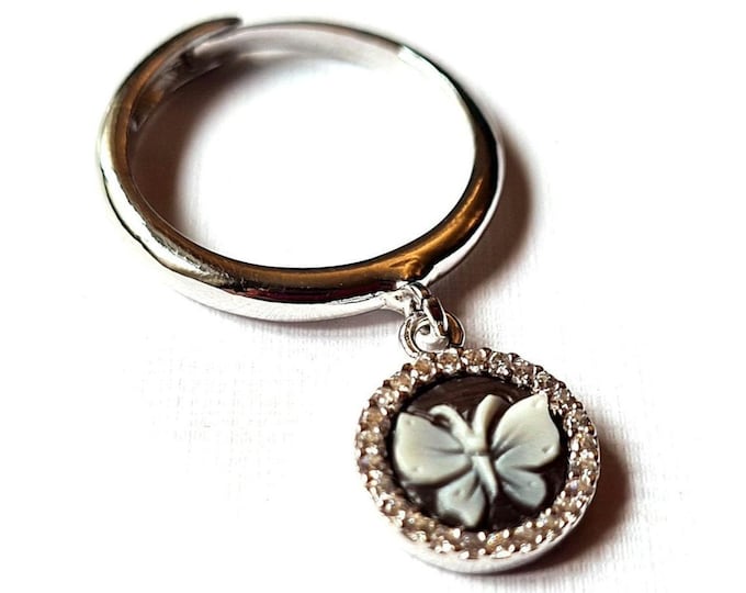 Shell cameo ring w/ pendant butterfly cameo italian cameo jewelry donadio cameos shell bague camée камея кольцо カメオリング anillo camafeu gift