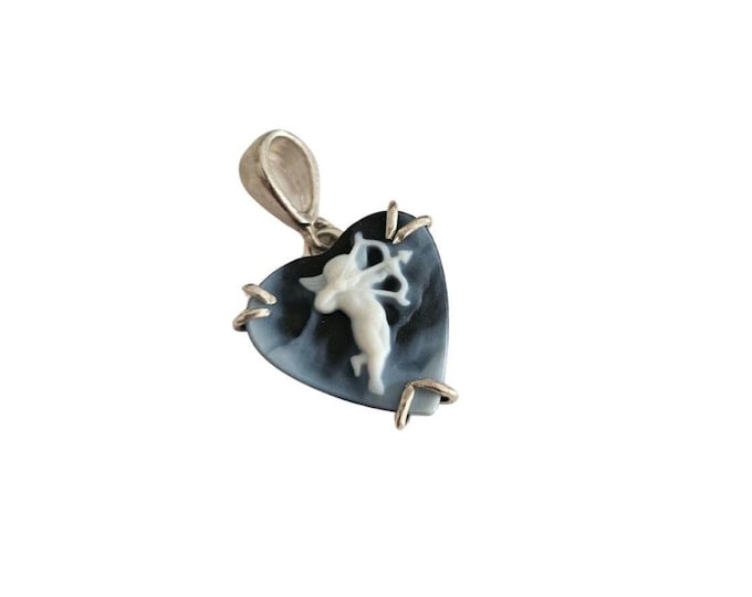 Blue Agata Stone Cupid cameo pendant italian cameo jewelry pendentif camée colgante de camafeo