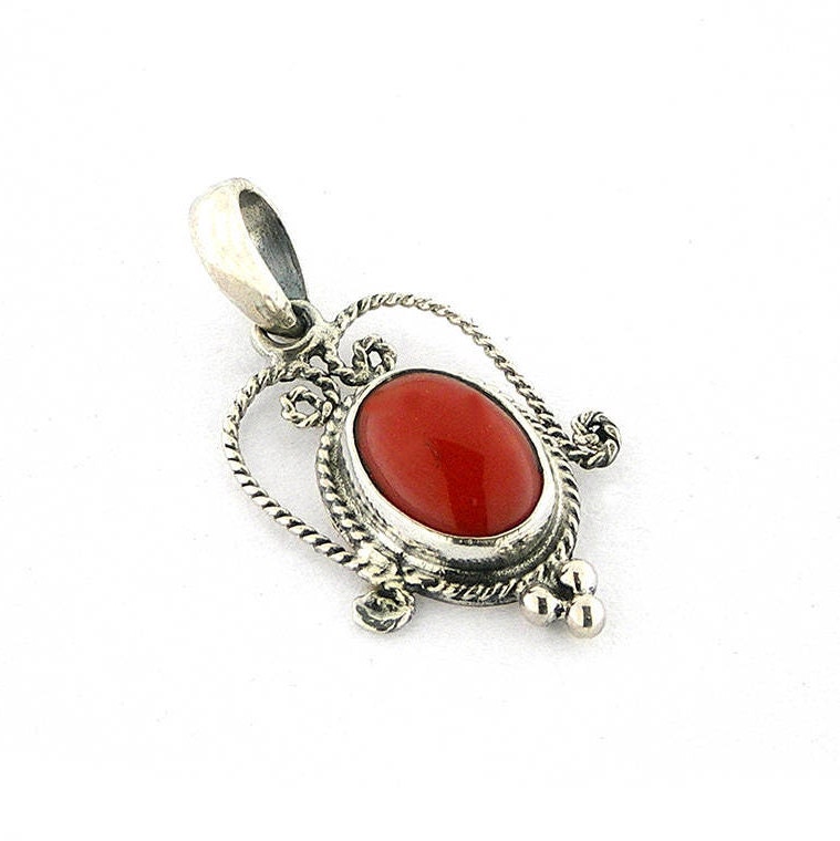 Boho Coral Pendant Filigree Italian Coral Jewelry Donadio - Etsy