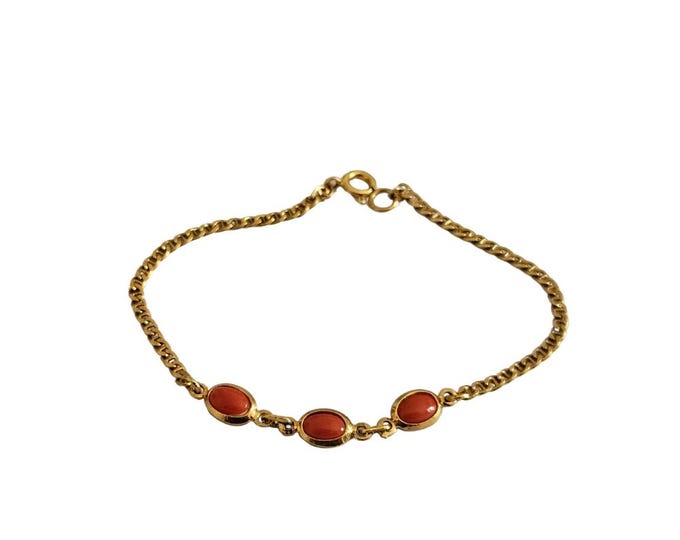 Red Coral Bracelet: Gold Plated Sterling Silver Italian Jewelry