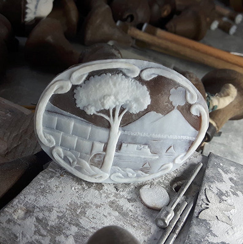 Shell Cameo Vesuvius Naples Italian Cameo Jewelry Donadio Etsy