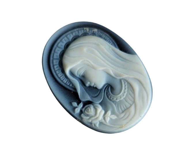 Blue agate stone cameo Madonna italian cameo jewelry donadio cameos camée lâche camafeo flojo