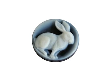 Agate Stone Rabbit Cameo: Loose Blu Stone Jewelry (20mm)