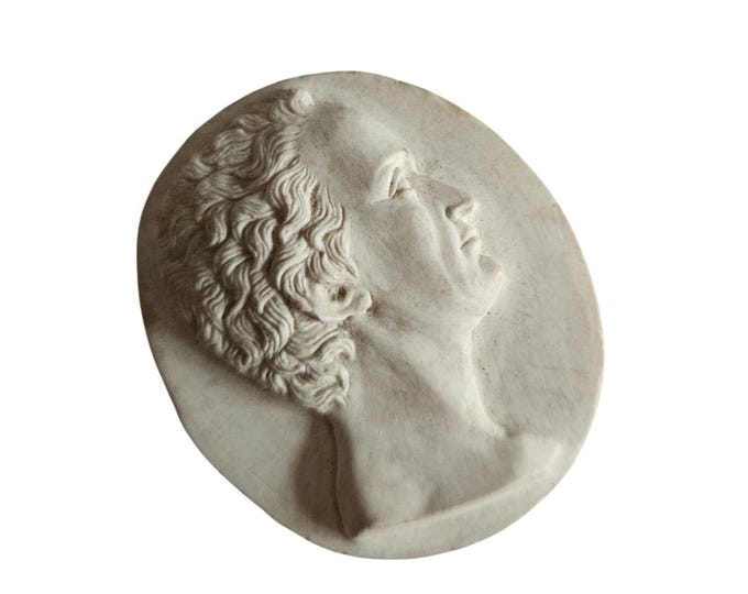Lava Stone Cameo: Caesar Profile Relief, Italian Jewelry (4cm)