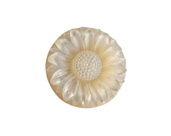 White Natural Mother of pearl cameo sunflower handmade in Italy
