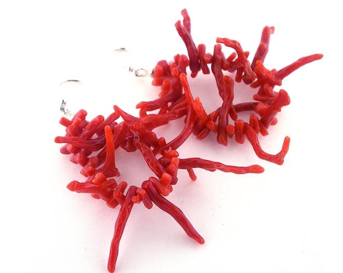 Coral branches earrings italian coral jewelry donadio corals cameos jewellery boucles d'oreilles corail rouge サンゴのイヤリング Коралловые серьги