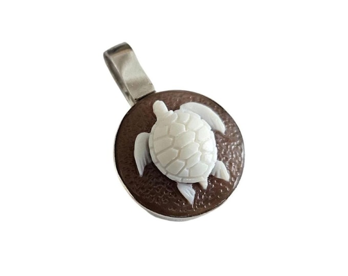 Sardonyx Shell Turtle Cameo Pendant: Sterling Silver Donadio Jewelry