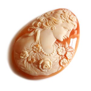 Loose Shell Cameo Nude Flora Goddess Profile Italian Cameo Jewelry