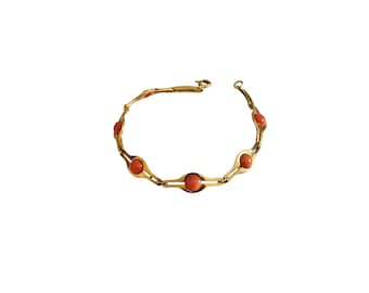 Bracciale in corallo dorato: cammeo Donadio italiano, argento sterling placcato oro 925