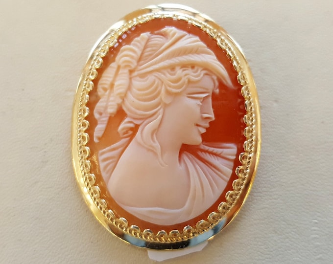 Cameo brooch & pendant Ceres profile italian cameos jewelry donadio cameo shell broche pendentif camée colgante camafeo カメオブローチ камея брошь
