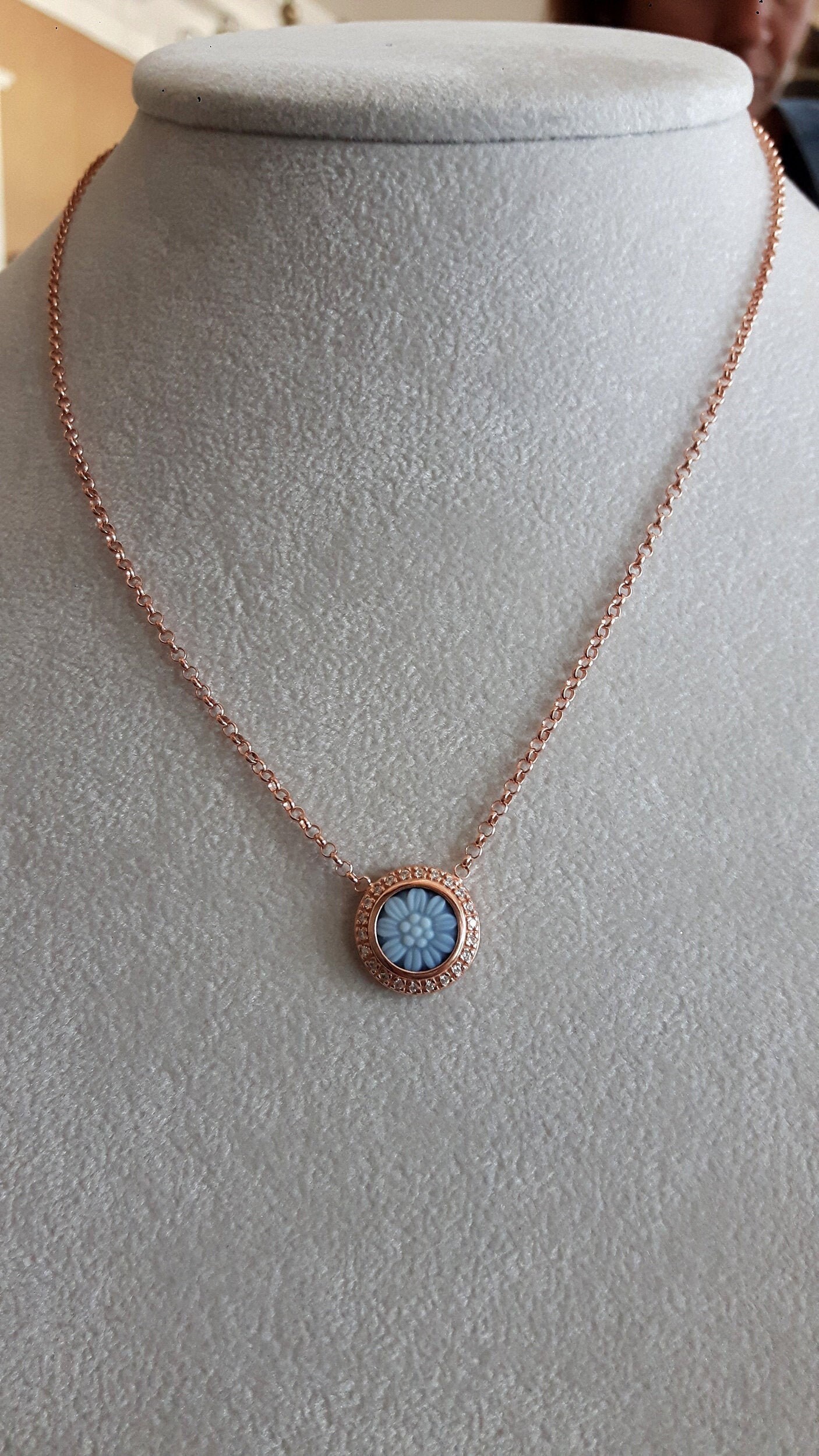 Blue 2024 cameo necklace