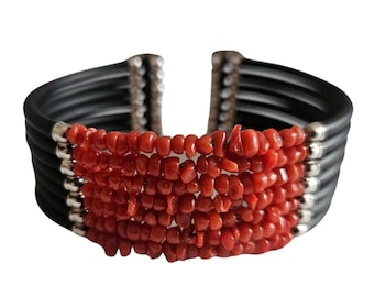 Bracciale in corallo rosso: gioielli italiani in argento sterling