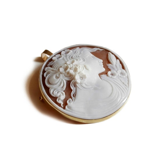 Gold cameo brooch & pendant Flora italian cameo jewelry 