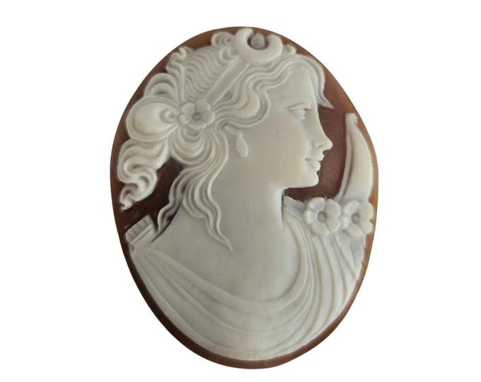 Diana Goddess Shell Cameo: Italian Sardonyx, Loose Unset (50x40mm)