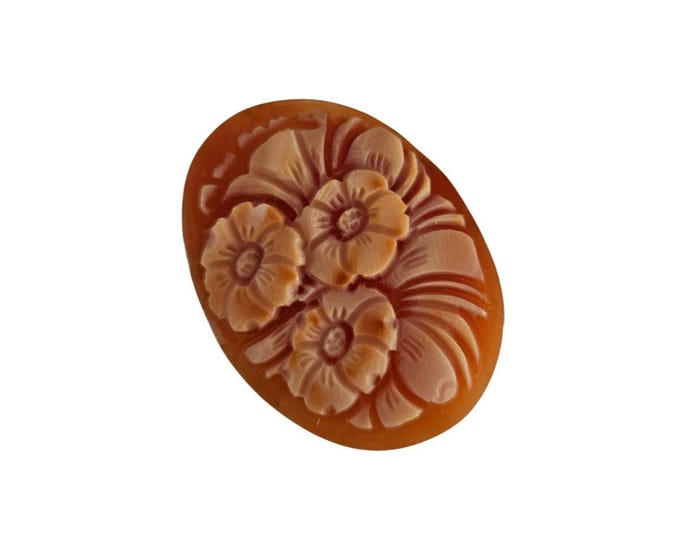 Loose Shell Cameo: Hand-Carved Carnelian Flowers, Italian Jewelry