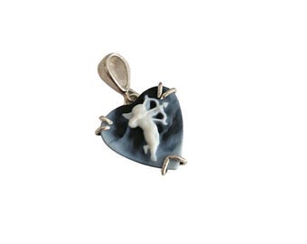 Blue Agata Stone Cupid cameo pendant italian cameo jewelry pendentif camée colgante de camafeo