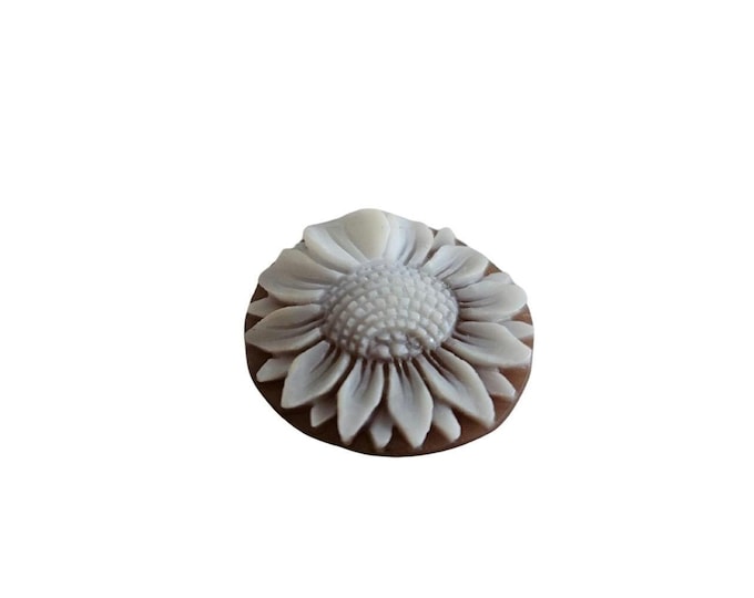 Handmade sunflower cameo made from Sardonyx shell