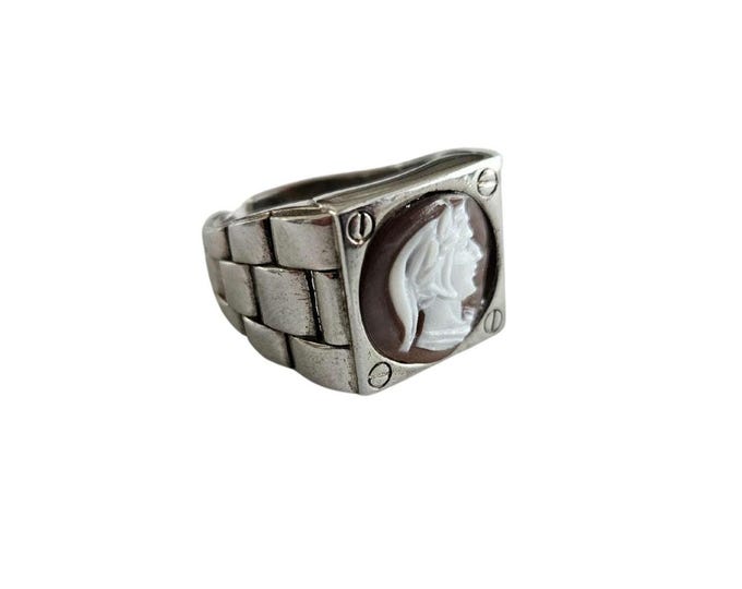 Dante man cameo ring square italian cameo jewelry donadio cameos shell bague camée homme gift for him