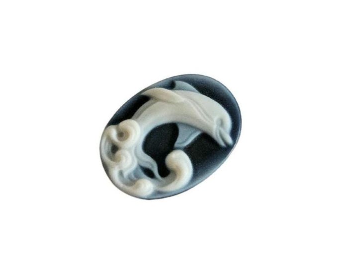 Blue stone cameo dolphin italian stone cameo jewelry donadio agate stone cameo camée lâche ルーズカメオ camafeo flojo