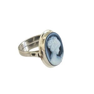 Blu cameo anello chignon lady italiano cameo gioielli donadio agata pietra cammei bague camée anillo camafeo