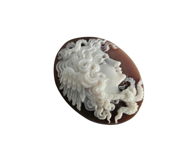 Cammeo in conchiglia sardonica Medusa intagliato a mano - Gioielli italiani (3 cm)