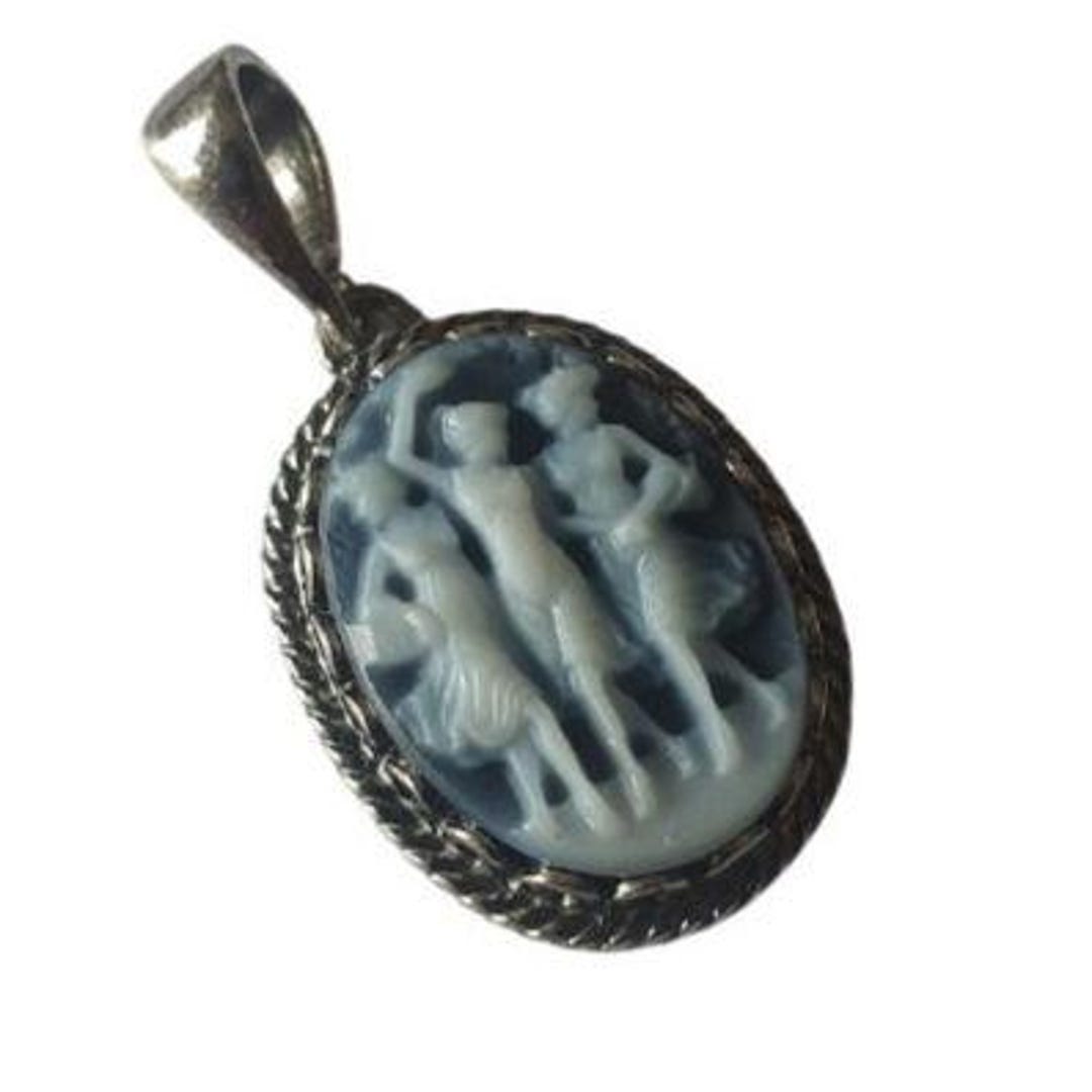 Pendentif Camée Stylisé En Argent 925 Et Coquillage Sardonica - Neuf Sans écrin