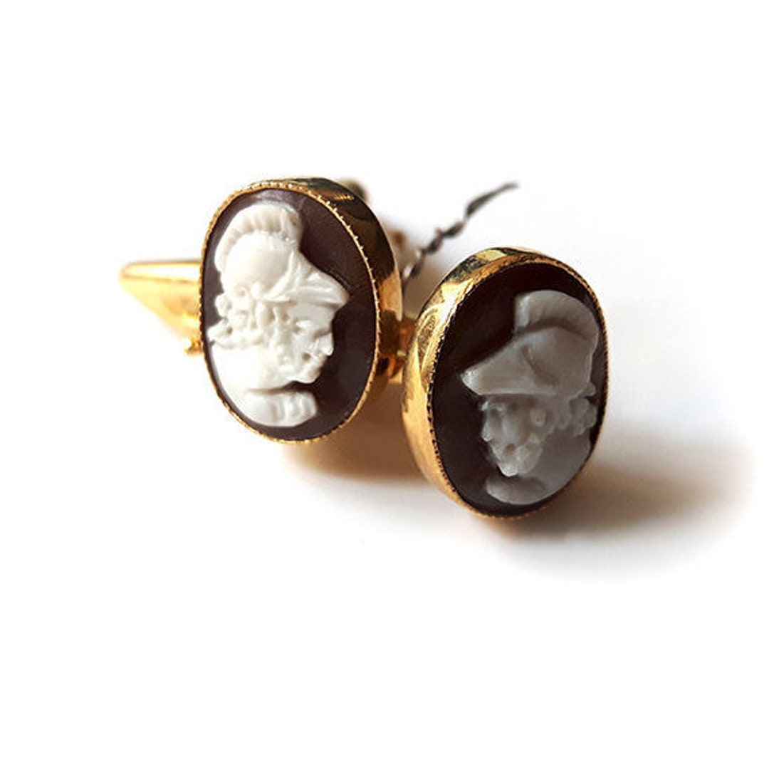 Gold Cameo Cufflinks Gladiator Italian Cameo Jewelry Donadio Cameos