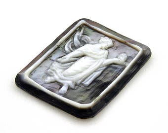 Cammeo in madreperla: silhouette di Cerere, conchiglia italiana intagliata a mano (35 mm)