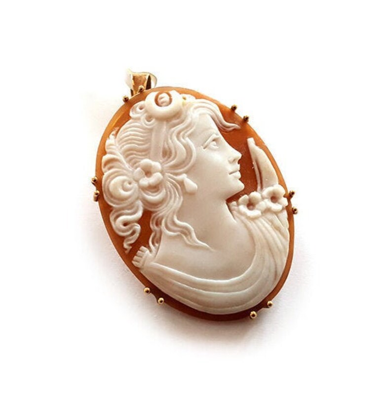 Gold Cameo Brooch Pendant Diana Italian Jewelry Donadio S Камуфляжная брошь カメオブローチ Colgante Camafeo