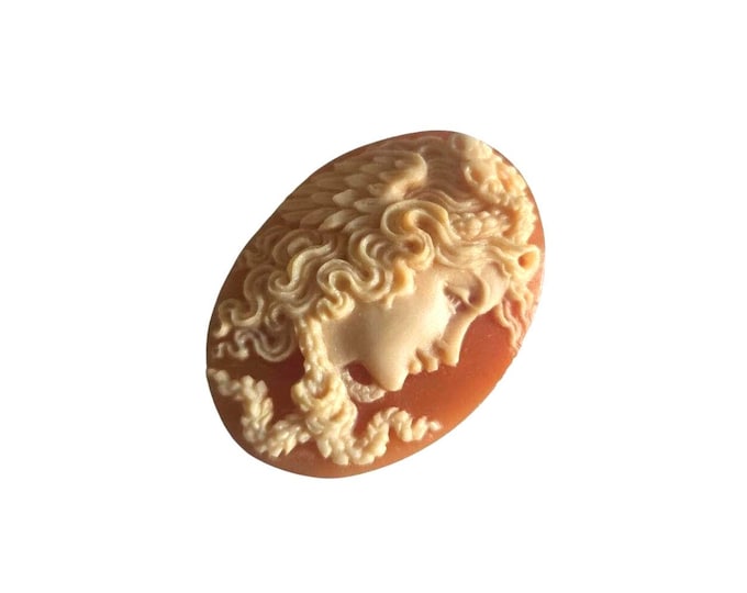 Cammeo in conchiglia Corniola Medusa intagliato a mano - Gioielli italiani (3 cm)