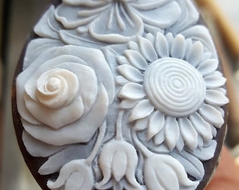 Loose floral shell cameo italian cameo jewelry donadio cameo shell sardonyx cameo camée lâche ルーズカメオ свободная камея camafeo flojo