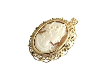 Shell cameo brooch & pendant Flora  Goddess italian cameo jewelry donadio cameos shell broche camée