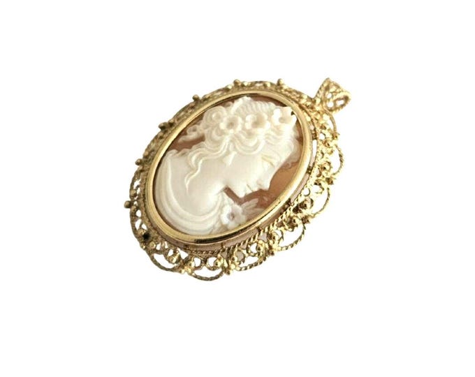 Shell cameo brooch & pendant Flora  Goddess italian cameo jewelry donadio cameos shell broche camée