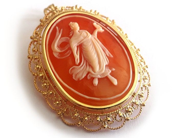 Shell cameo brooch & pendant silhouette italian cameos jewelry donadio cameos shell broche camée camafeo colgante カメオブローチ камея брошь