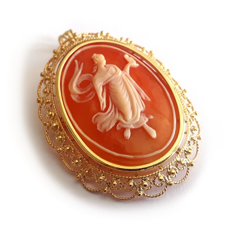 Shell cameo brooch & pendant silhouette italian cameos jewelry donadio cameos shell broche camée camafeo colgante カメオブローチ камея брошь image 1