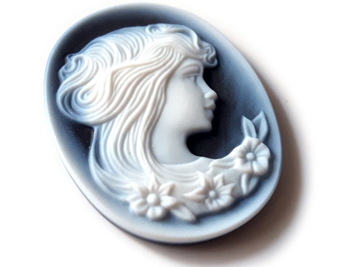 Blue stone cameo lady long hair italian stone cameo jewelry donadio agate stone cameo camée lâche ルーズカメオ свободная камея camafeo flojo