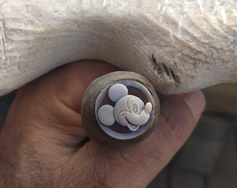 Hand Carved Mickey Mouse Shell Cameo: Sardonyx Donadio Italian Jewelry (20mm)