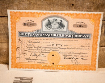 Pennsylvania Railroad PRR 1960s Stock Certificate Set Horseshoe Curve Vignette F
