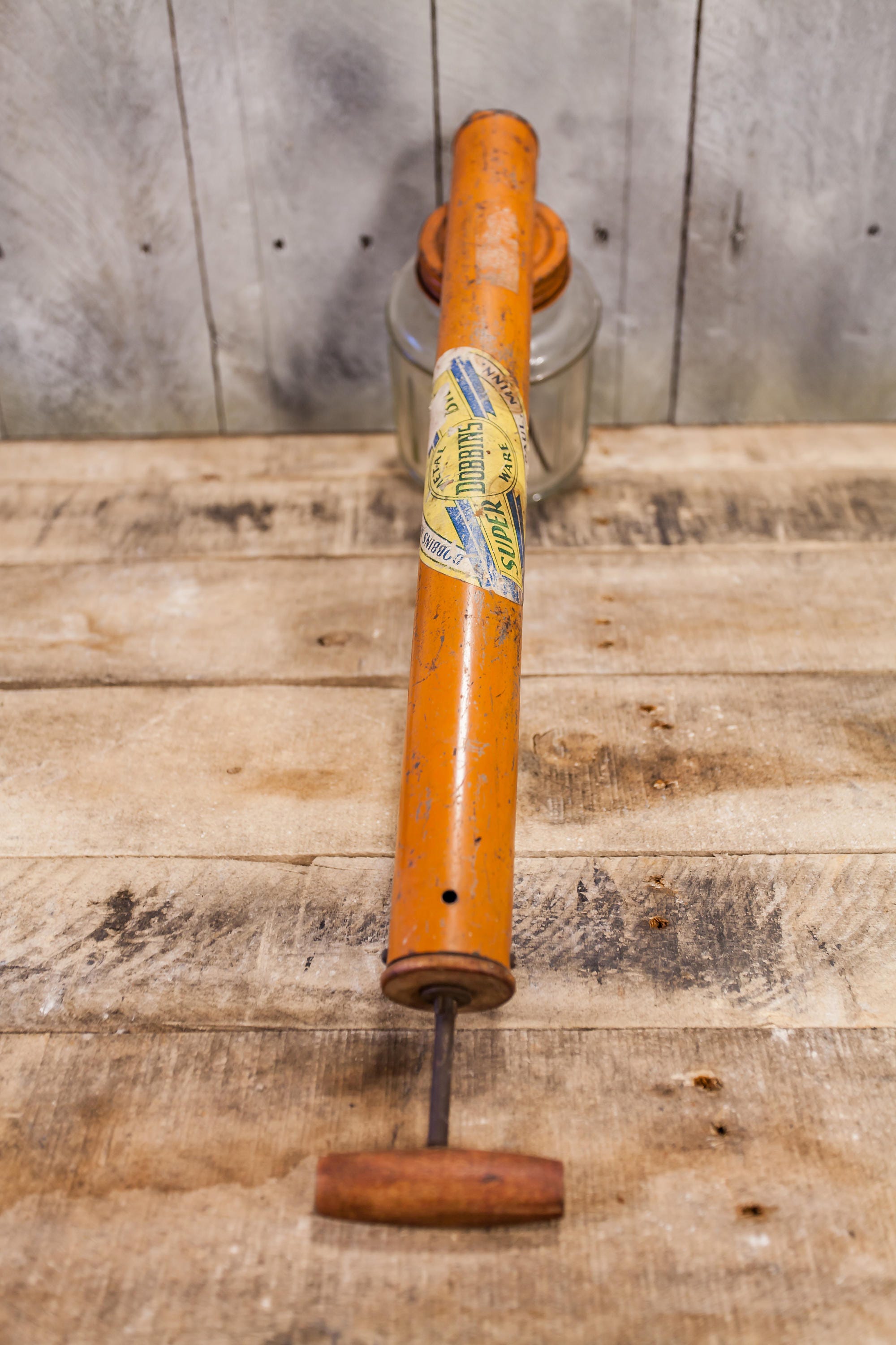 Vintage Dobbins Sprayer Glass Jar Orange Bug Pesticide Pump Sprayer