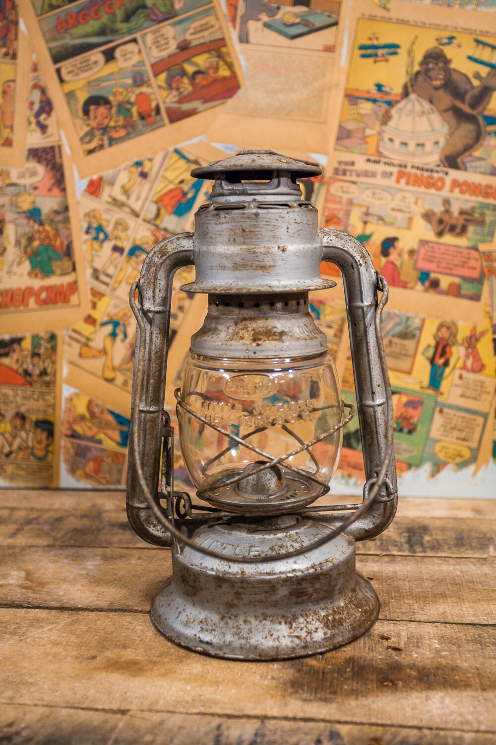 Vintage Dietz Little Wizard Lantern Gray Railroad Large Lantern New