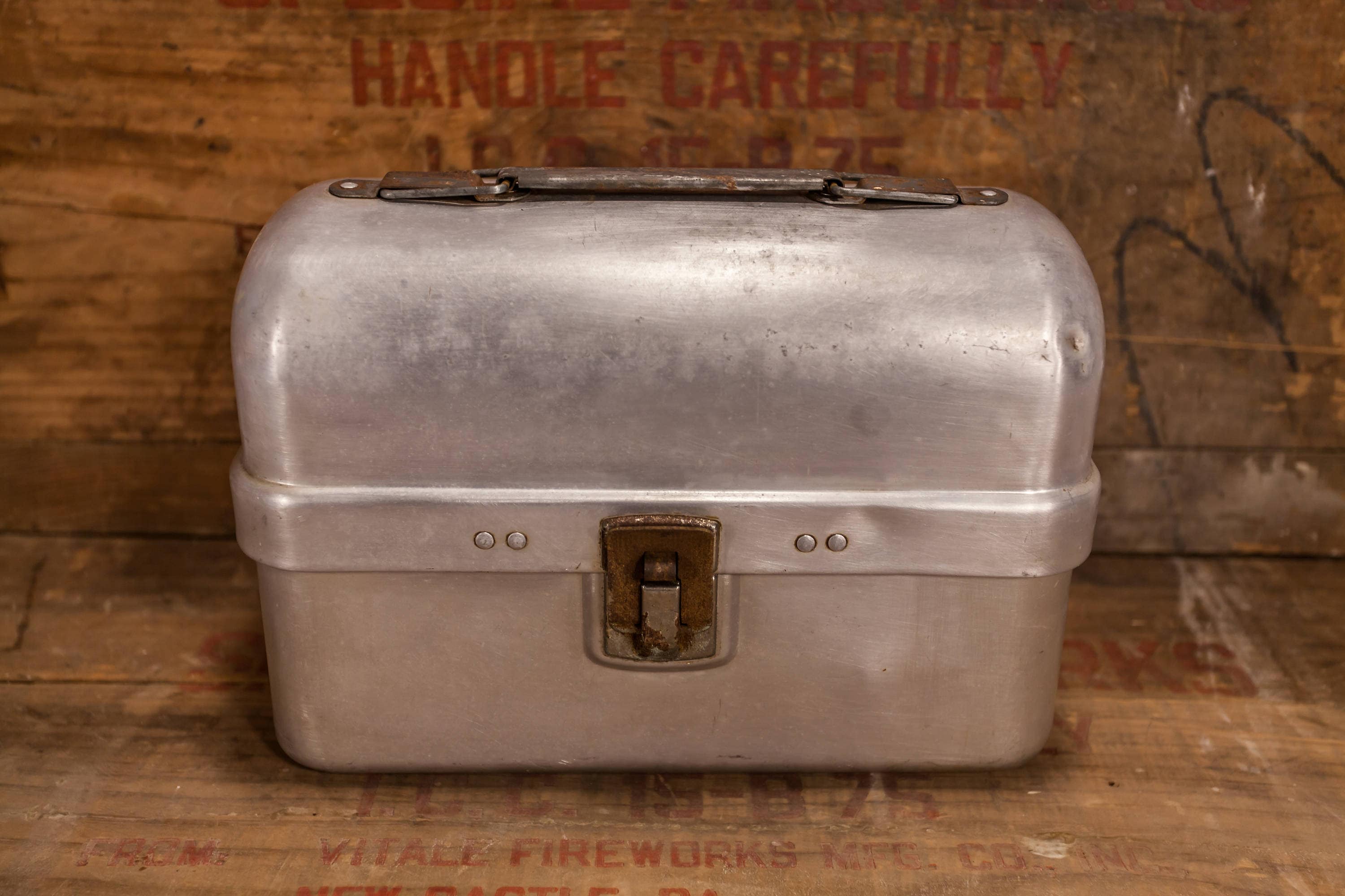 Vintage Silver Lunch Box Leyse Aluminum Co. Metal Lunch Box Man Cave