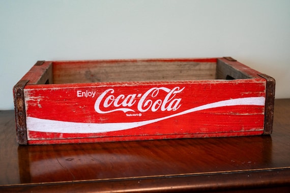 Vintage Coca-Cola Wooden Crate: Red & White Soda Pop Carrier