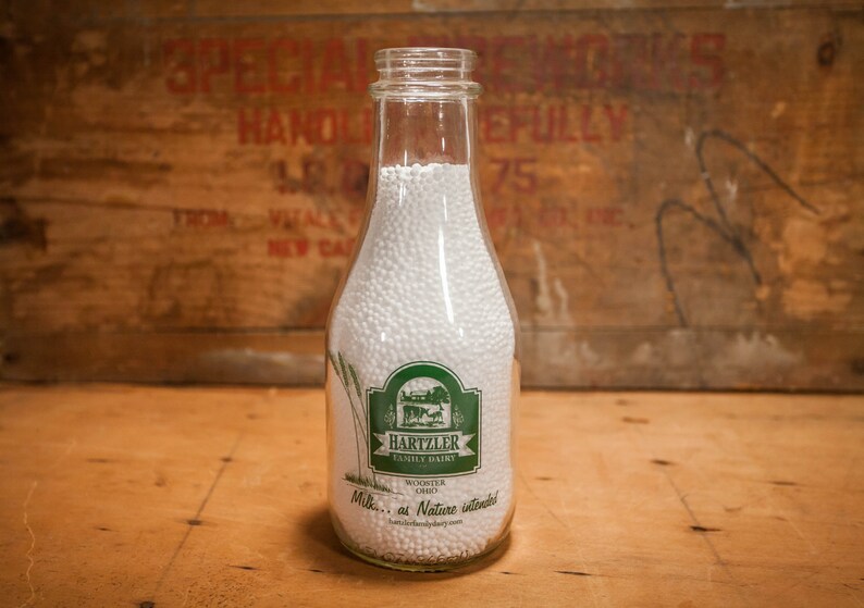 Vintage Hartzler Family Dairy Glass Milk Bottle Wooster Ohio Etsy