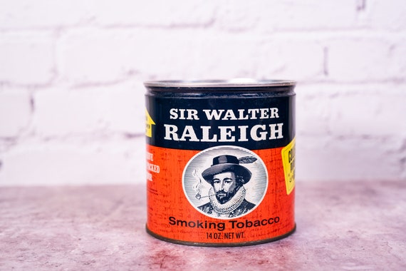 Vintage Sir Walter Raleigh Tobacco Tin Tobacciana Man Cave Rustic