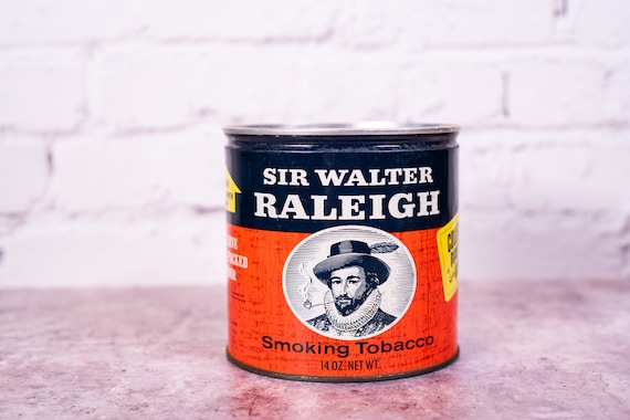 Vintage Sir Walter Raleigh Tobacco Tin Tobacciana Man Cave Rustic