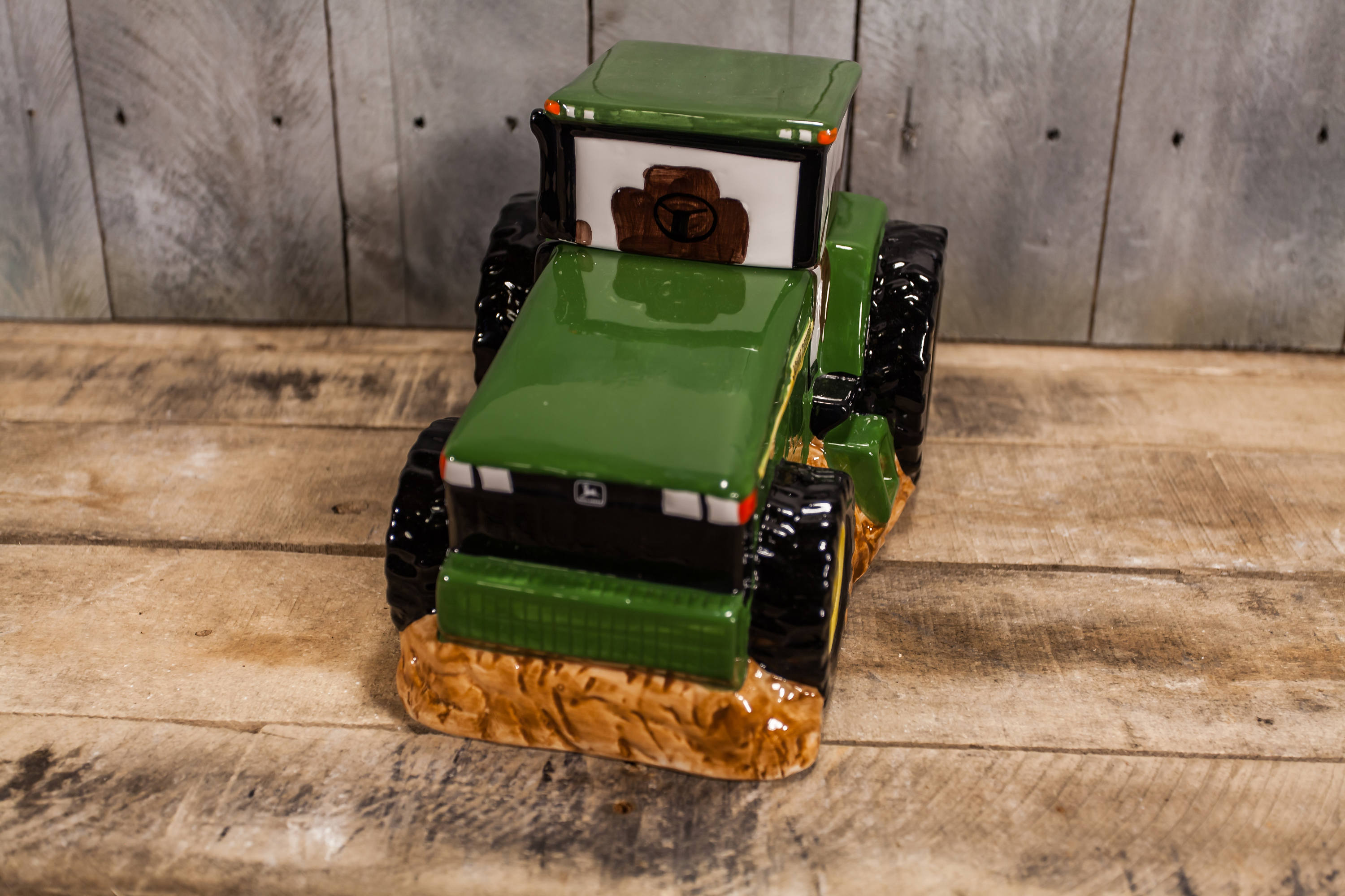 Vintage John Deere Tractor Ceramic Cookie Jar Treat Storage Jar Gibson