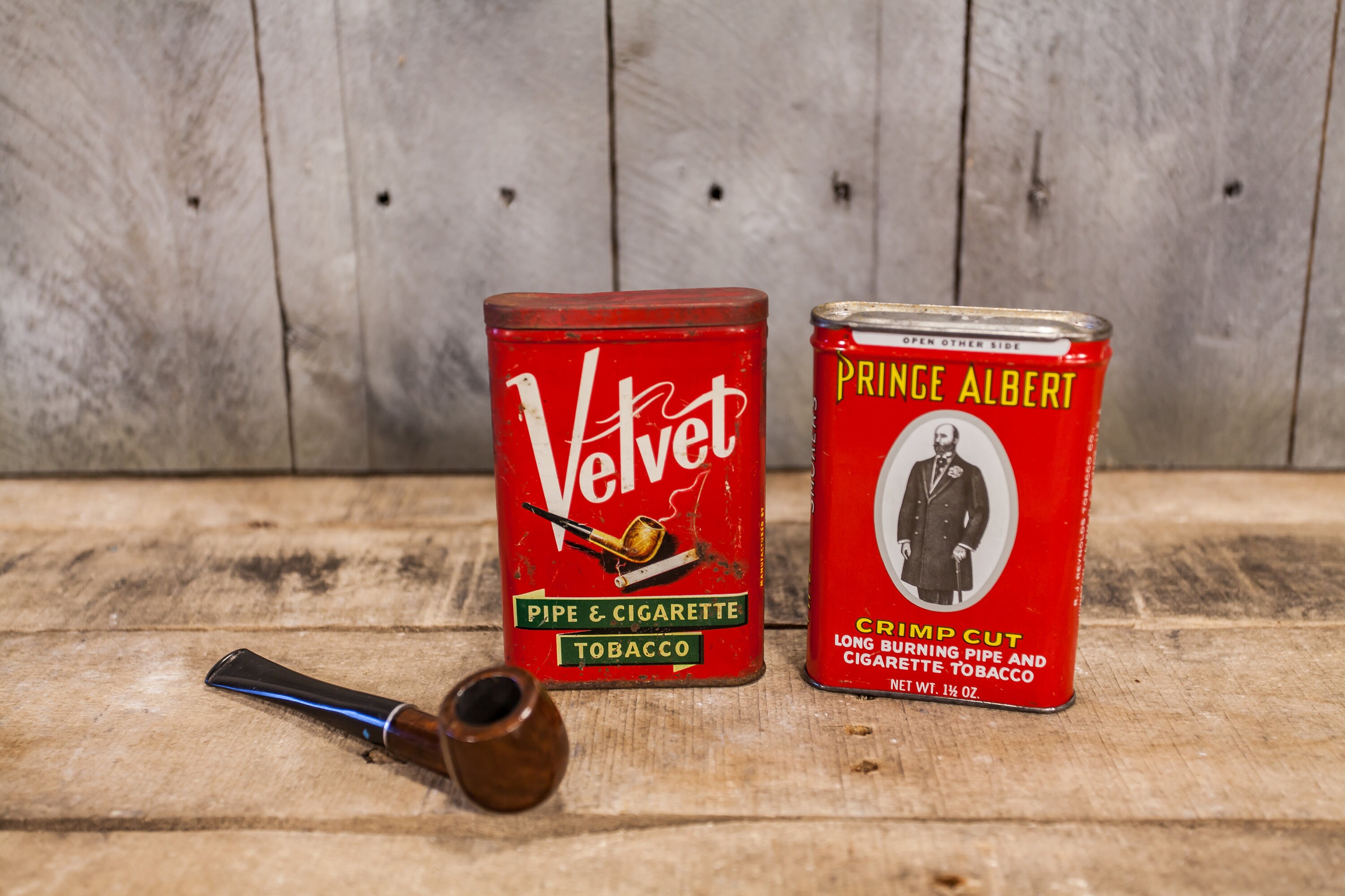 Vintage Tobacco Tins Lot, Velvet Tin Prince Albert Tin White Red