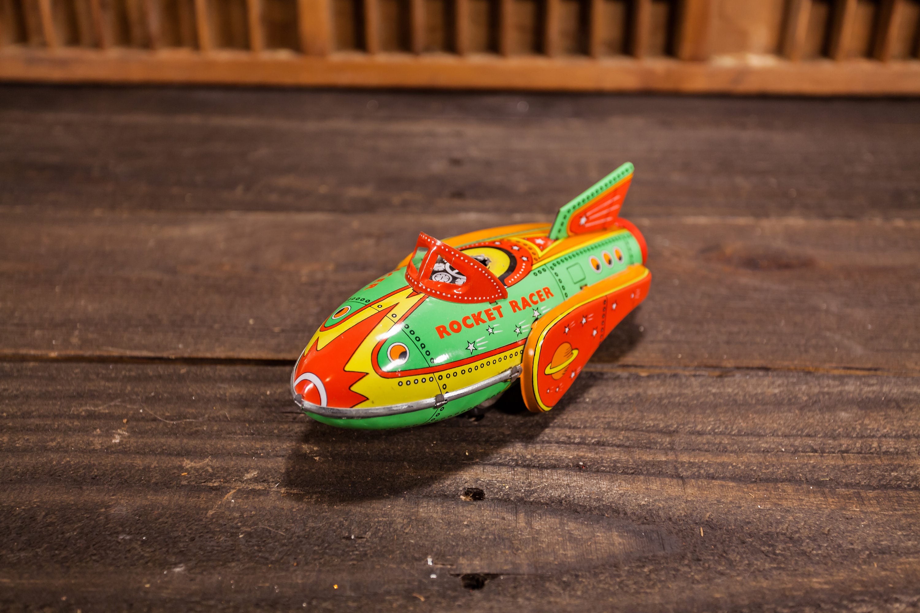 Vintage Rocket Racer Tin Toy Collectible Toy Display Playroom Nursery